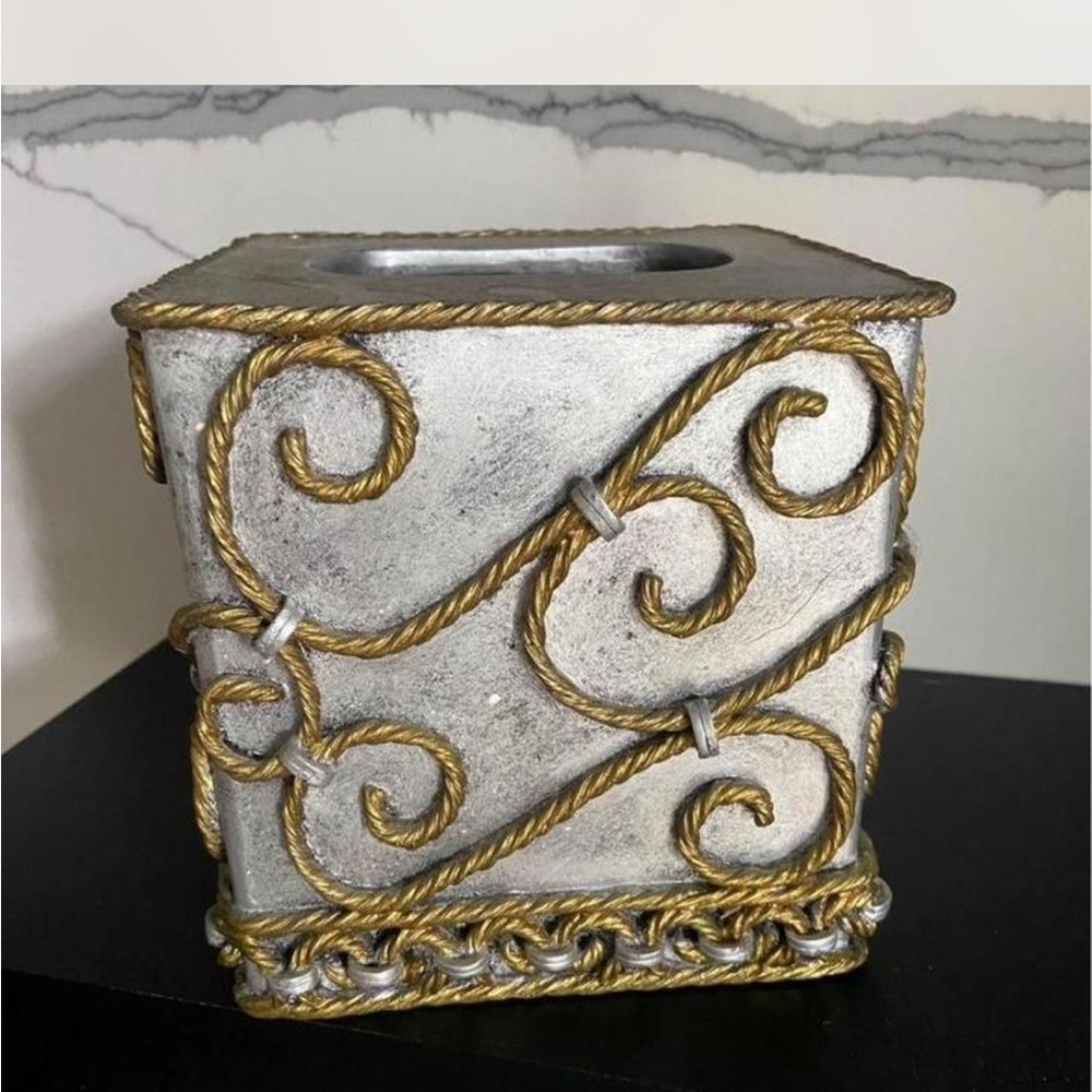 Elegant Silver and Gold Tissue Box Holder
